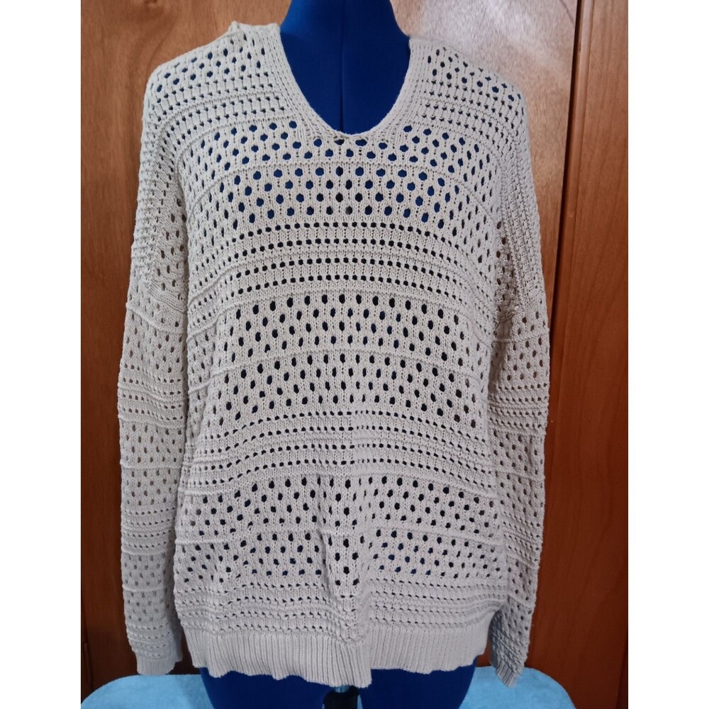 Rielle Womens Mesh Knit Hooded Pull Over Sweater Style# NK10461 Size M